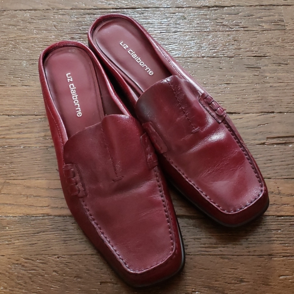 Liz Claiborne Mules Frankie Red Leather